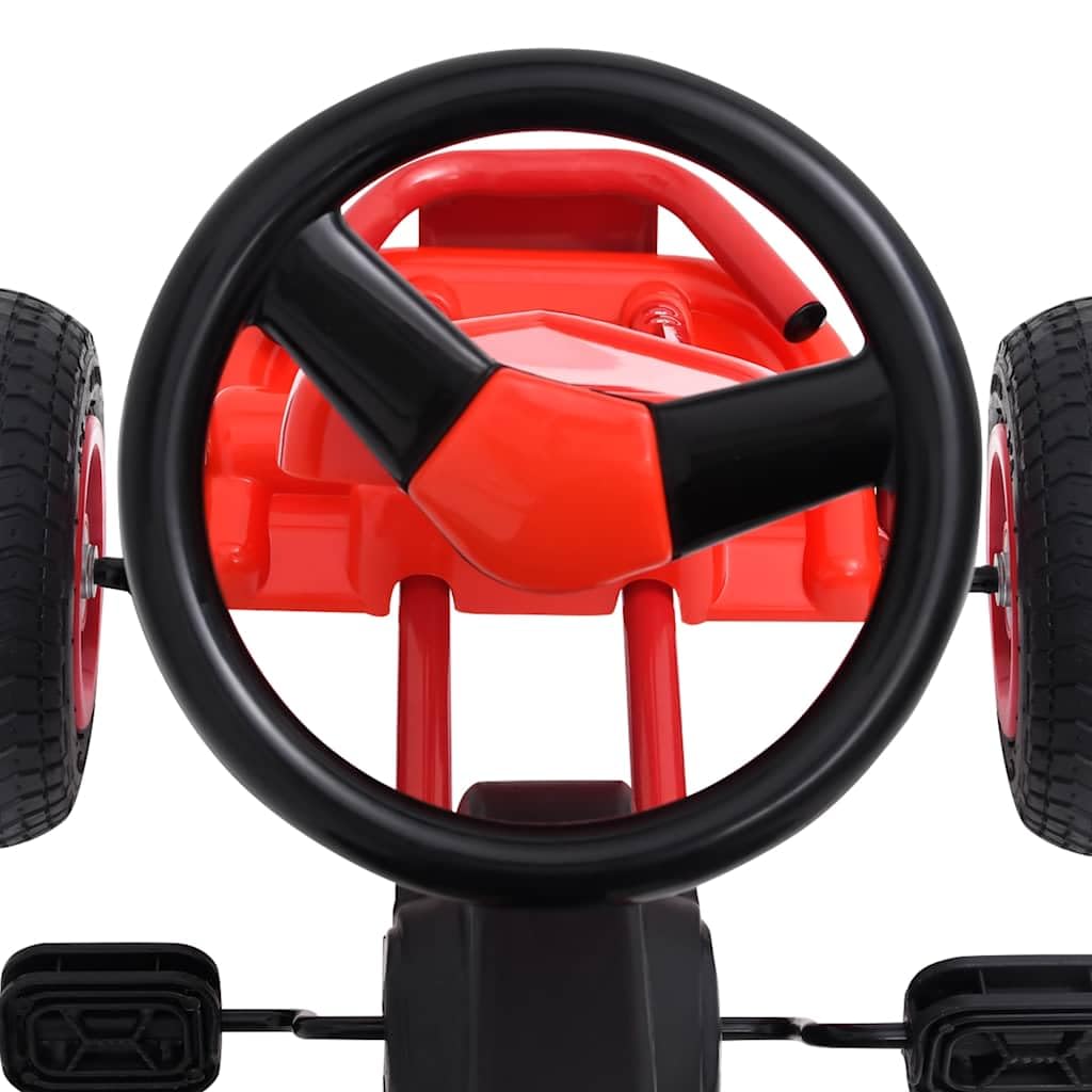 Mangloder Go-Kart a pedale con pneumatici rossi, per bambini dai 3 ai 6 anni, robusto veicolo per bambini con freni a mano, alloggiamento in ferro e plastica resistente, adatto per giardino e parco