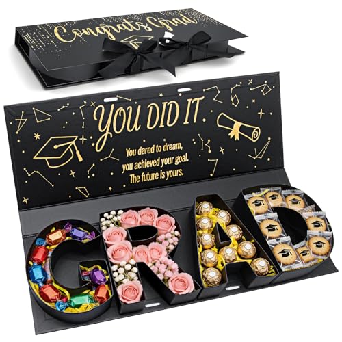 Graduation Gift Box 2026,GRAD Letter Shaped Fillable Cardboard Box for