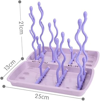 ORFOFE Portable Bottle Drying Rack Space-Saving Drainer for Boy Girl Sippy Cups Easy to Clean Durable Design Violet Color for Efficient Drying of Feeding Accessories