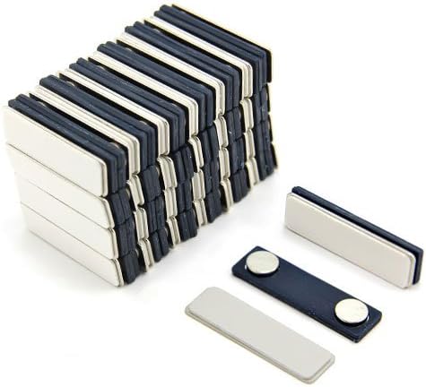 Magnetic Name Badge for ID, Staff, Guests, Visitors, Events, Work Clothes, Jacket, Shirt, Business with Self Adhesive and Metal Back - 45mm x 13mm
