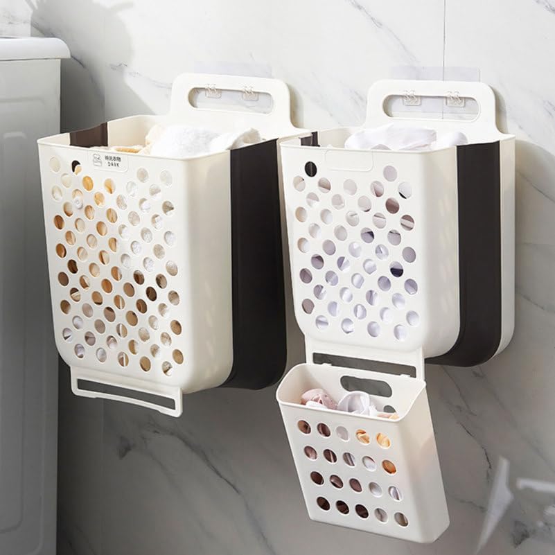 Wall Laundry Basket Foldable Plastic Storage Basket for Clothes image 2