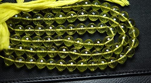 LKBEADS 7-calowe pasmo, najlepsza jakość, mikro fasetowane okrągłe koraliki z mikro kwarcu cytrynowego, rozmiar 6-7 mm