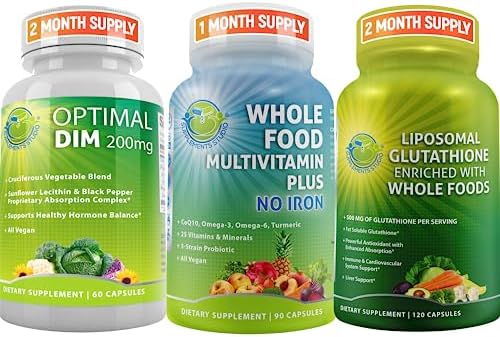 SUPPLEMENTS STUDIO Whole Food Multivitamin no Iron with Liposomal Glutathione & DIM Hormonal Balance Supplement for Optimal multisystem Support and Master Antioxidant