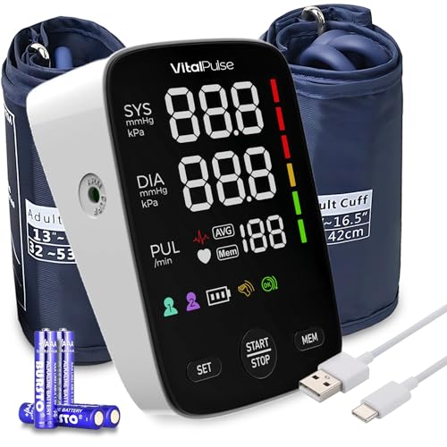 Vitalpulse BP-121 Blood Pressure Monitor - Digital Bp Monitor With 8.7 Inch - 16.5 Inch Cuff And 13 Inch - 21 Inch Cuff (Set Of 2) Automatic Blood Pressure Cuff For Upper Arm With Large Led Display cover