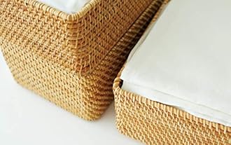 Muji Stackable Rattan Rectangular Basket, Small, 26 cm Width x 18 cm Depth x 12 cm Height