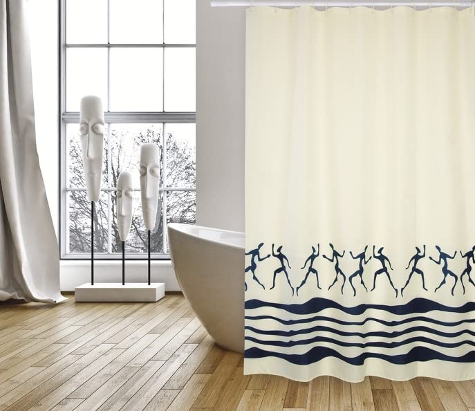 MSV "Premium Zanzibar Polyester Shower Curtain, Multi-Colour, 180 x 200 cm, W 7.9" x L 11.8" (1 Panels)