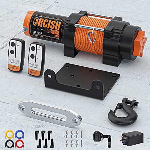 Orcish 12V 4500Lbs Waterproof Electric Winch, Synthetic Rope Atv/Utv/Truck Winch Kit For Towing thumb #1