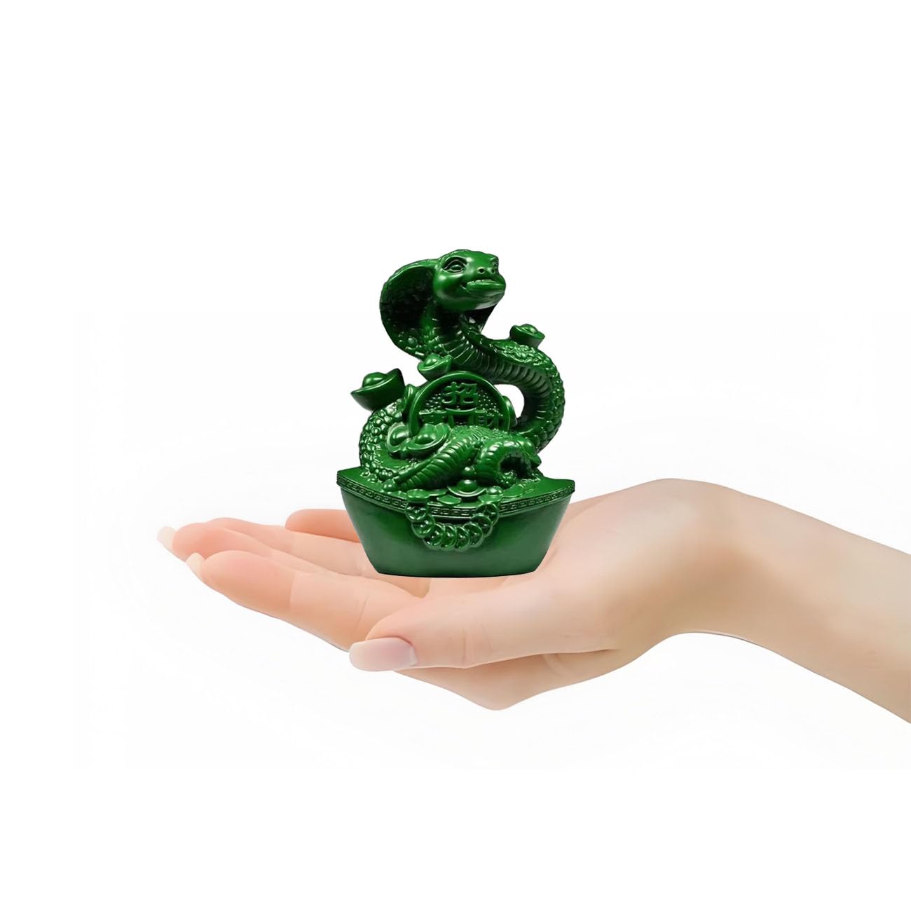 4 Stück Schlangen-Figuren Aus Holz – Feng-Shui Deko, Tierkreiszeichen Schlange, Ca. 8 Cm, Khaki