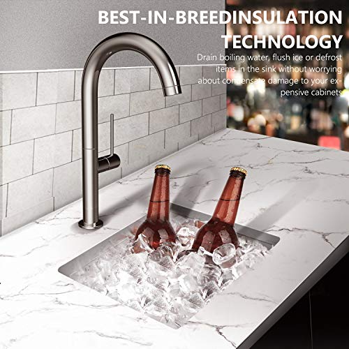 Bar Sink, Torva 15 X 17 Inch Undermount Kitchen Sink, 16 Gauge Stainless Steel Wet Bar Or Prep Sinks Single Bowl, Fits 18" Cabinet #TOP4