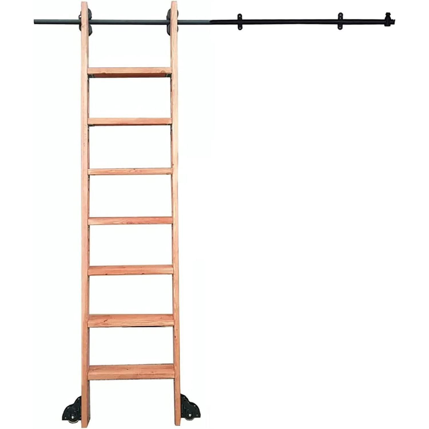 Rolling Library Ladder Heavy Duty Slide Rails Hardware Kit | Sliding Ladder Rail Track Kit | Rolling Ladders for Bookshelf Warehouse Mobile Track (Without Ladder),16ft/500cm Track kit
