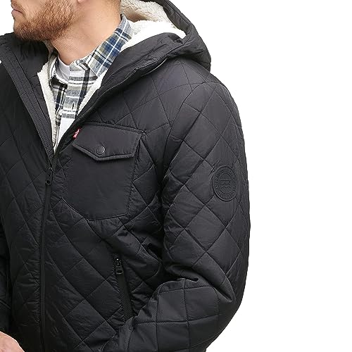 Image of LEVI'S Men's Levi's Men's Diamond Quilted Sherpa Lined Bomber Jacket