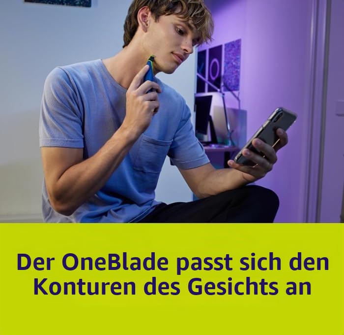 Philips OneBlade QP225/5 Ersatzklingen, 4 Klingen (2 x 2), kompatibel mit Elektrorasierer für Herren, Gesicht und Körper, Anti-Reizungstechnologie, bis zu 16 Monate