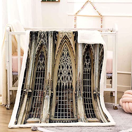 Couverture polaire en flanelle microfibre porte de fer rétro 3D