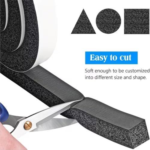 Image of EVA Foam Weather Seal Strip 13 ft, Self Adhesive Peel & Stick Anti Slip Cushion Tape for Door, Window, Cabinet, Table, Chair, Furniture & DIY Projects 2cm x 6mm Thick