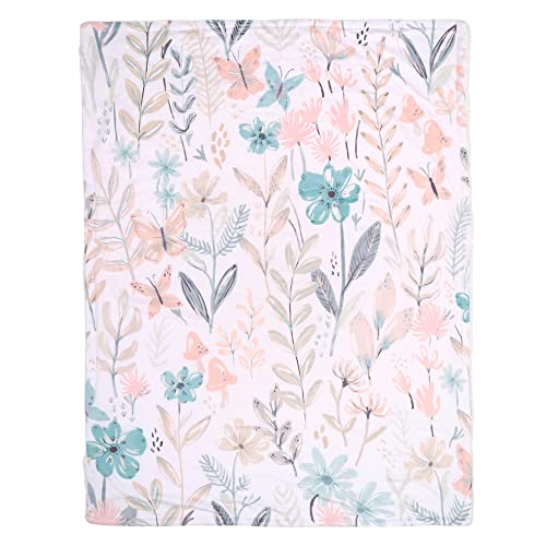 Image of Lambs & Ivy Baby Blooms Watercolor Floral/Butterfly Soft Fleece Baby Blanket