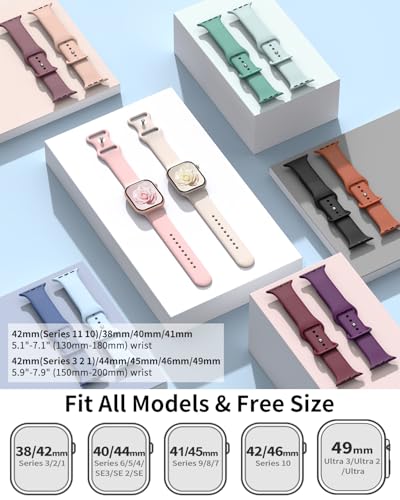 Image of 6 Pack Silicone Sport Bands Compatible with Apple Watch Bands for Women Men | Soft Wristband 40mm 38mm 41mm 44mm 45mm 46mm 42mm 49mm, Replacement Strap for iWatch Series 11 10 9 8 7 6 5 4 3 2 1 SE Ultra