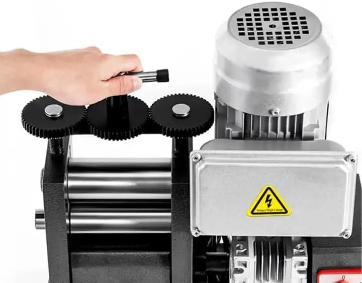 370 w rolling mill for jewelry,110v.Roll Shaft diameter 55mm, length 120mm Thickest compressible Small :4.5mm Compressible shapes Sheet, Square, Semicircle, Circle. Electric Upgraded Rolling mill - Image 2