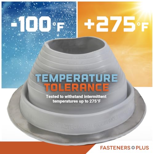 Image of Fasteners Plus #6 Round EPDM Metal Roof Pipe Flashing Boot (Fits 5 inch - 9 inch Pipe OD), Gray
