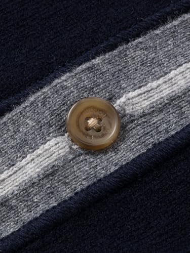 100% Merino Wool Sweater Cardigan for Men Buttons Contrast Placket Two Pockets Casual Long Sleeve Knit Tops3