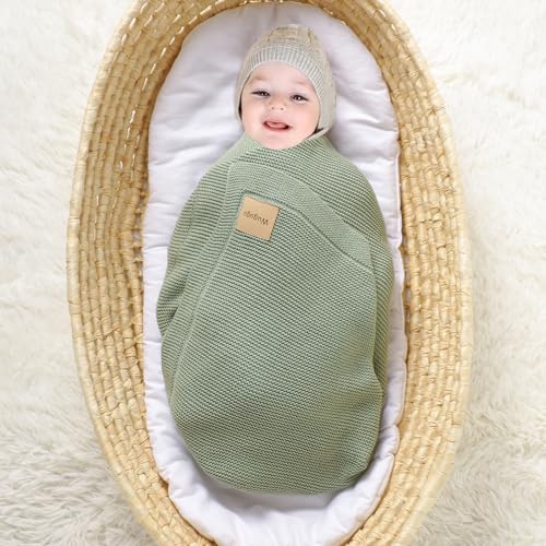 Image of Baby Blanket 30 x 40 Inch Soft Knit for Boys & Girls Cotton Nursery Swaddling Blankets Toddler Knitted Crochet Receiving Crib