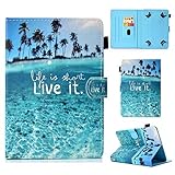 HereMore Universal Hülle für 9-10.1' Tablet, Schutzhülle Case für iPad 2018, Samsung Galaxy E 9.6/Tab S2 9.7, Asus ZenPad 10, Lenovo TB-X103F/Tab 2 A10-70, Huawei MediaPad T5 10/M5 Lite 10, Blau Meer