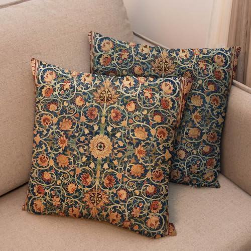 RIVIEVAL Fundas de Cojín Boho 45x45cm, Juego de 2, Decorativas para Sofá, Cama, Coche, Hogar, Flor Naranja