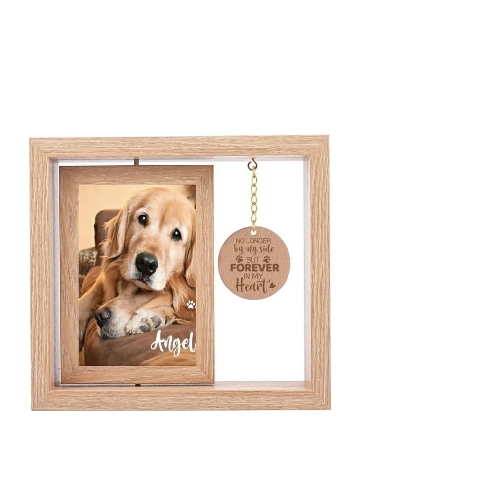 Wooden Desktop Display Photo Frame, Rotatable Desktop Decoration, Pet Commemorative Photo Frame(Wood)