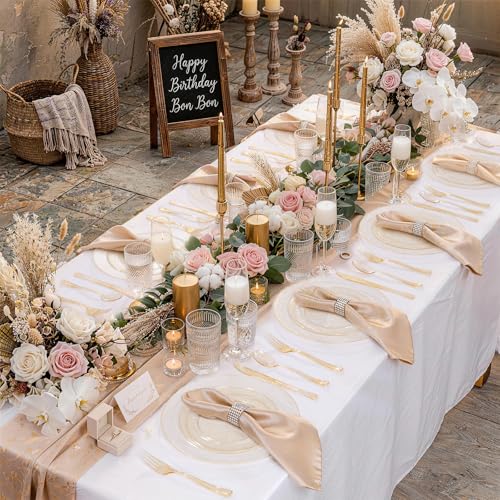 Image of WDF 120PCS Gold Plastic Plates- Disposable Gold Glitter Plates, Premium Heavy Duty 60-10.25 inch Dinner Plate and 60-7.5 inch Salad Plate for Wedding Baby Shower Spring Birthday