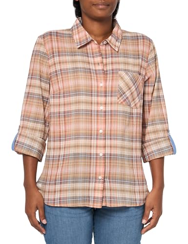 Image of Nautica Women's Button Front Long Sleeve Roll Tab Shirt
