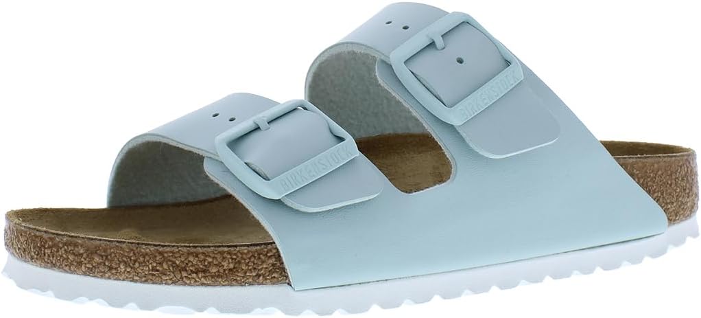 Birko-Flor Patent Eggshell/Offwhite Women's Arizona Sandals by Birkenstock