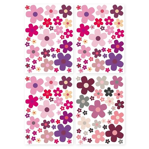 4 pegatinas de flores, pegatinas para bicicleta, pegatinas florales, pegatinas para coche, juego de pegatinas de flores, pegatinas coloridas para decoración de plantas