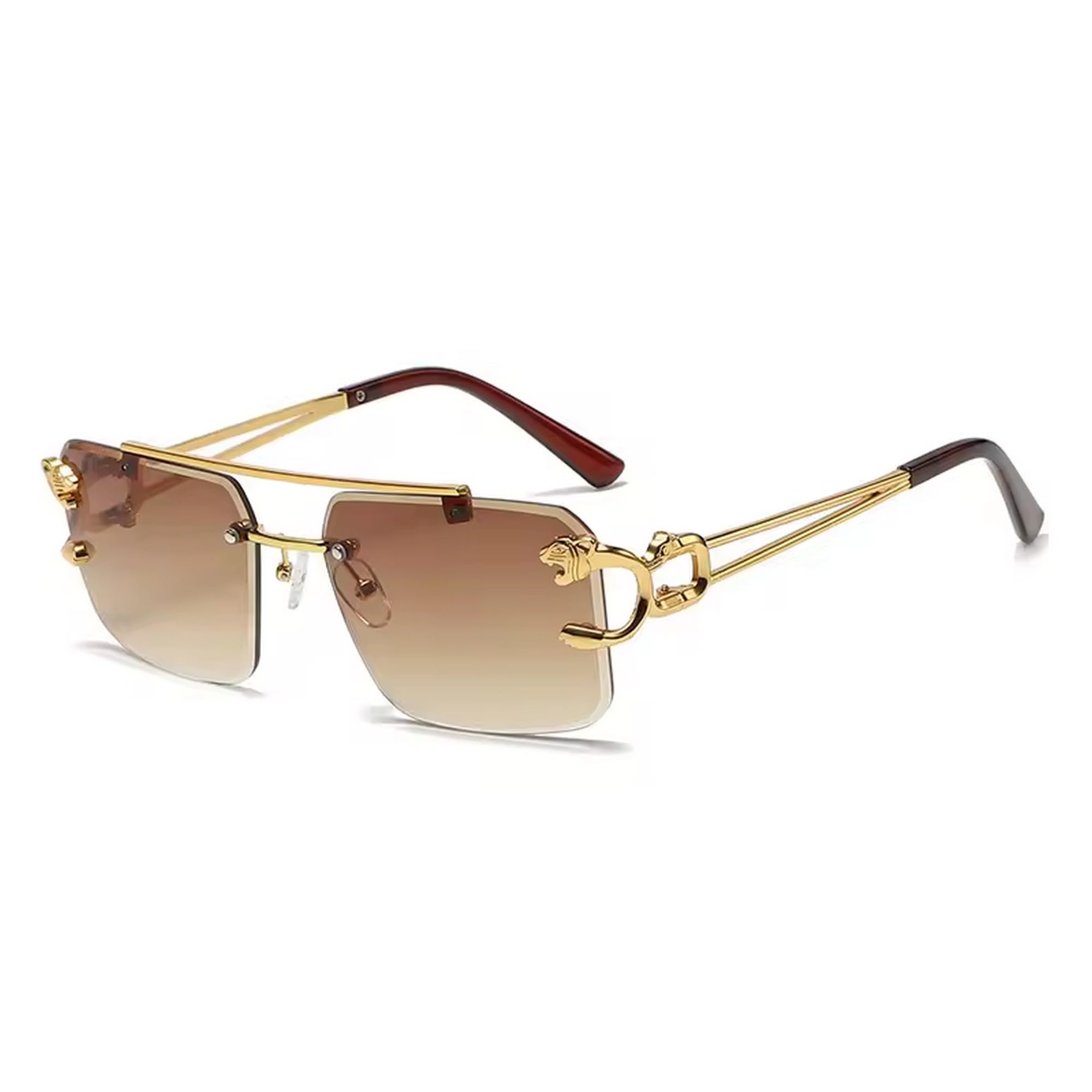 - Dervin Retro Rimless Diamond Cut Rectangular sunglasses for Men and Women
