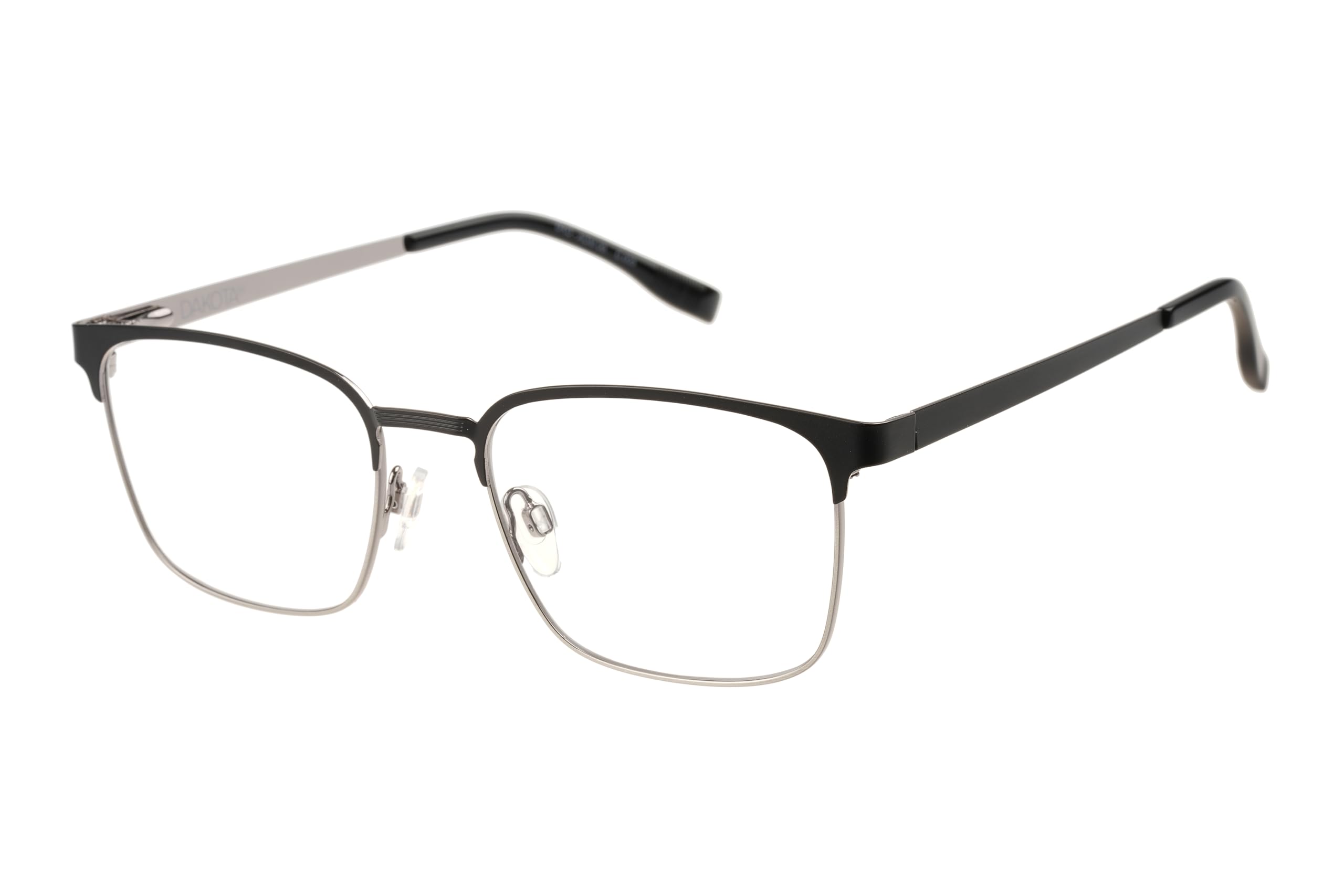 DAKOTA Brille mit Sehstärke für Herren optional mit Sonnenbrillentönung oder Blaulichtfilter, Quadratisch, gefertigt aus Metall (inklusive Brillenetui)