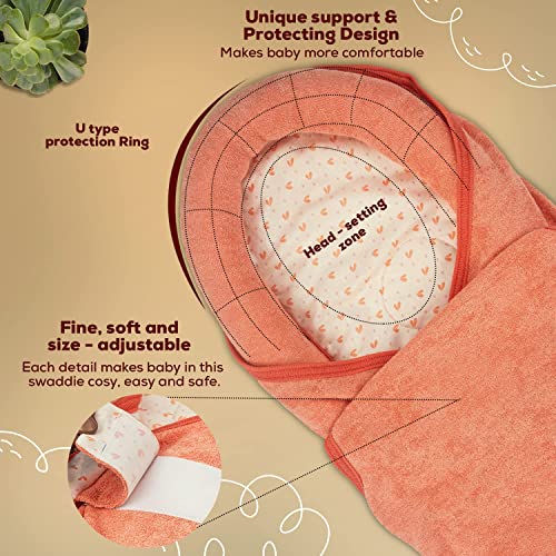 Image of BAYBEE Baby Swaddle Wrap for New Born | Adjustable Swaddle for New Born Baby | 100% Cotton Baby Wrapper Newborn Blanket for Sleep Sack 0-6 Months Babies (Orange)