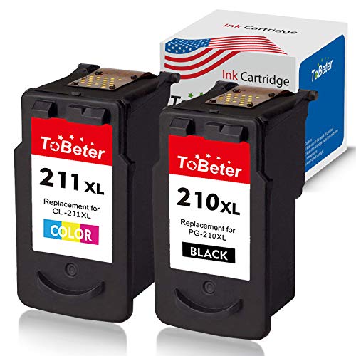 ToBeter Re-Manufactured Ink Cartridge Replacement for Canon PG-210XL CL-211XL Used in PIXMA IP2702 MP240 MP250 MP270 MP280 MP480 MP490 MP495 MP499 MX330 MX340 MX420 (1 Black+1 Tri-Color, 2-Pack)