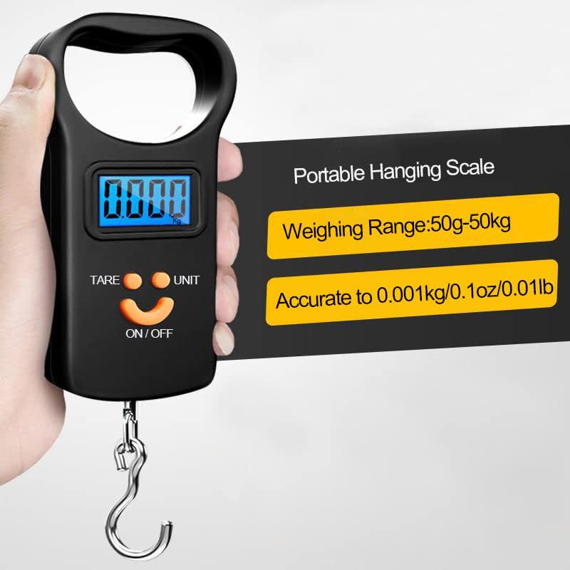 Miniatura 5 de Báscula digital de pescado, báscula de pesca, báscula de equipaje de 110 libras, mango grande SKEAP y pantalla LCD retroiluminada, equipo de pesca,