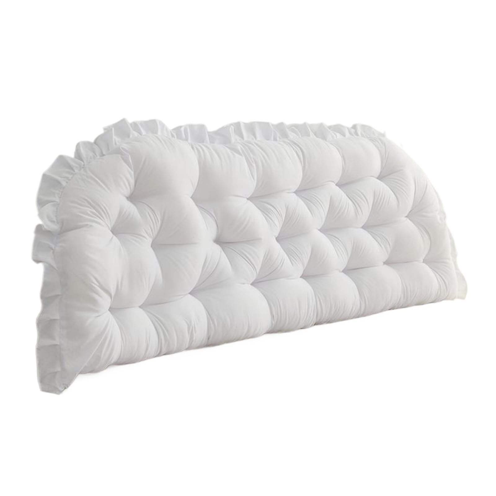 LPATEBCVU Ruffle Bed Backrest Student Dormitory Tatami Plush Cushion Soft Lace Headboard Neck Stuffed Pillow Body Bedside Back Bed Large Backrest(White,120X50CM)