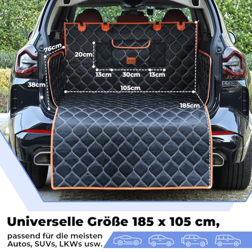 KYG Kofferraumschutz Hund Gesteppte Hundedecke & Schutzmatte mit Seiten- und Ladekantenschutz, Wasserdicht, Kratzfest, Universell für Auto-Kofferraum Pflegeleicht