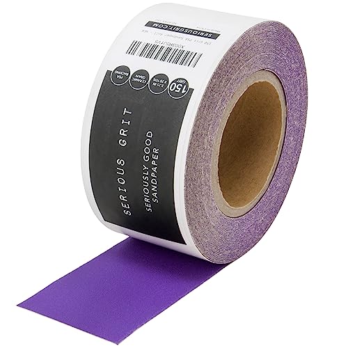 Serious Grit 150 Grit Ceramic Grain PSA Sandpaper Roll - Heavy-Duty Stickyback Adhesive Longboard Sanding Roll - 2.75 Inch x 20 Yard Continuous Sand Paper for Wood, Metal, Autobody, Paint, Air Sanders