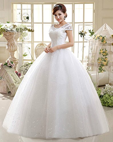 Eyekepper Double Shoulder Floor Length Bridal Gown Wedding Dress Custom Size4