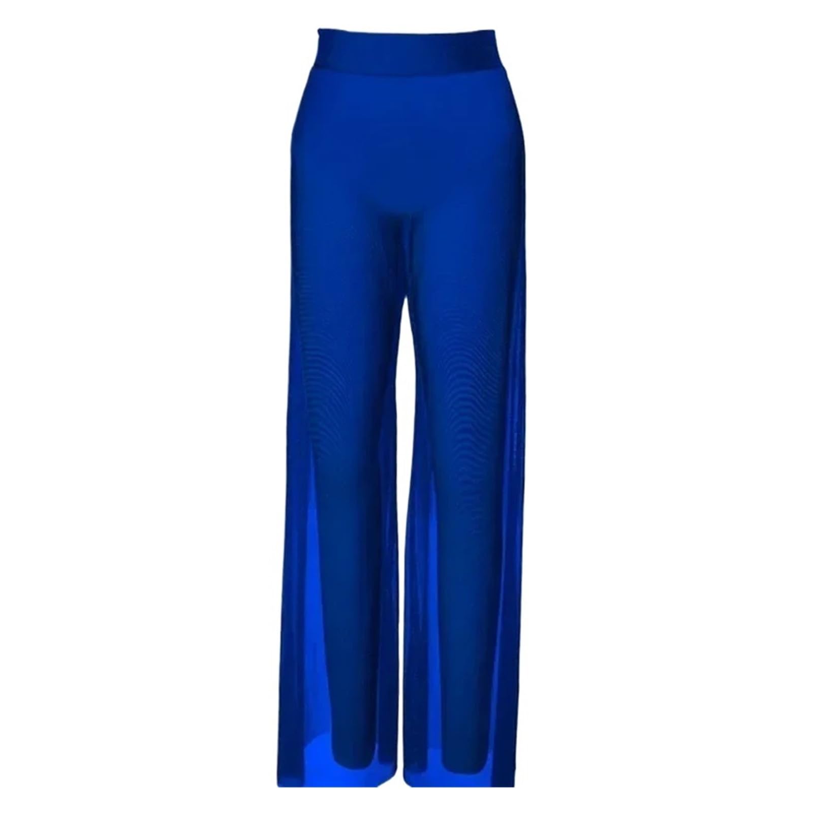 Damen Chiffon Tanzhose Mesh-Tanzhose for Mädchen und Frauen, modernes Ballett-Tanz-Match-Outfit, Unterwäsche, zeitgenössische, lyrische, Lange Tanzhose mit weitem Bein(Black,IC)