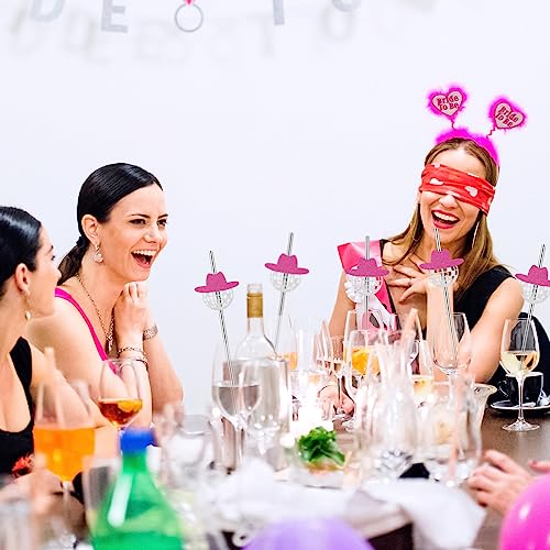 50 pitillos de papel disco con decoración rosa miniatura 5