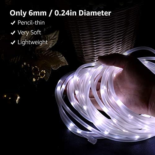 Lepro Outdoor Rope Lights with Timer, Low Voltage, Waterproof Outdoor String Lights Plug in, 10m 100 LED 8 Modes Daylight White Light Rope, Suit for Christmas, Garden, Landscape Lighting and More