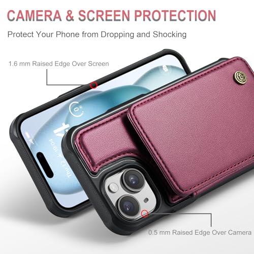 image for Vinich for iPhone 15 Plus Wallet Case with Card Holder, RFID Blocking 
