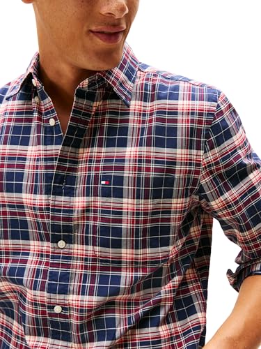 Image of Tommy Hilfiger Men's Long Sleeve Oxford Shirts in Regular Fit, Men's Button Down Shirts, Also Available in Big and Tall