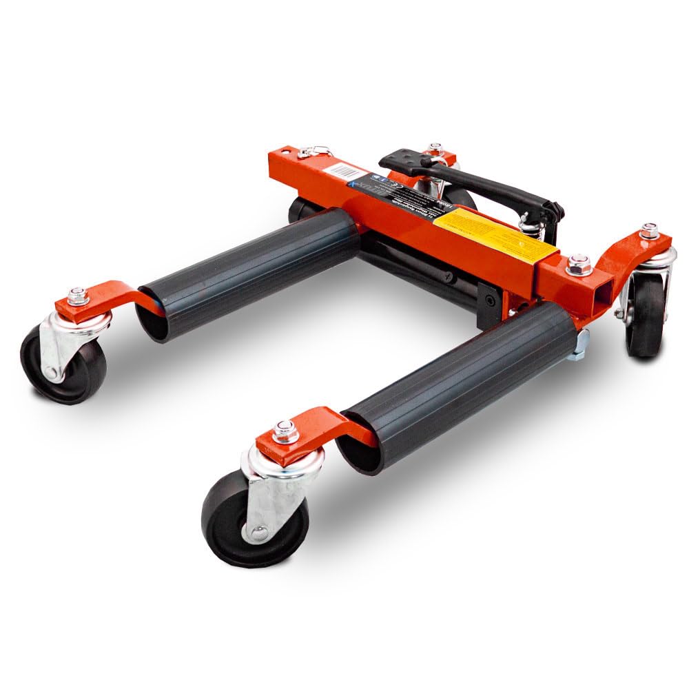 BITUXX 4 Stück PKW Rangierhilfe Rangierheber hydraulisch Wagenheber Auto Rangierroller Rangierheber belastbar bis 680 kg pro Rangierroller (Rot)