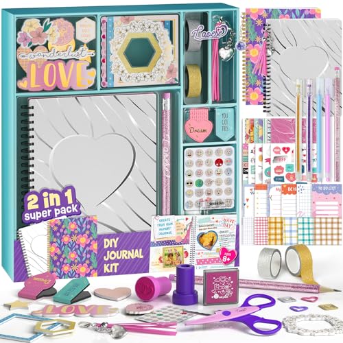 2-Pack-DIY-Journal-Kit-150Pcs-Gifts-for-Girls-Ages-8-9-10-11-12-Year-Old-Birthday-Easter-Gifts-for-Girls-Art-and-Crafts-for-Kid-Christmas-Gifts-for-Teen-Girls-Scrapbook-Set