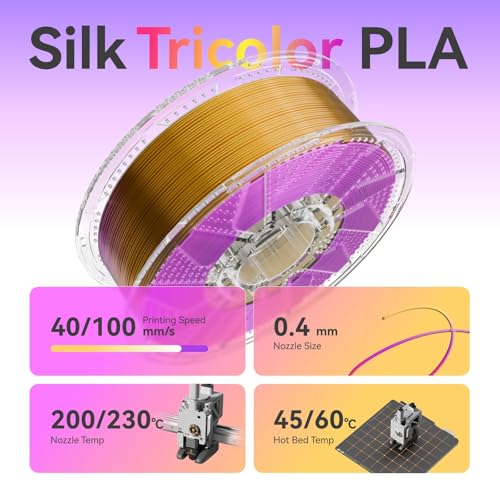 Image of Chitu Systems Conjure Tricolor Silk PLA Filament, Red Gold Purple Filament, Using Reusable Spool Compatible with Bambu Lab Refill Filament, Diameters 1.75±0.02 mm 3D Printer Filament 1KG /2.2lb