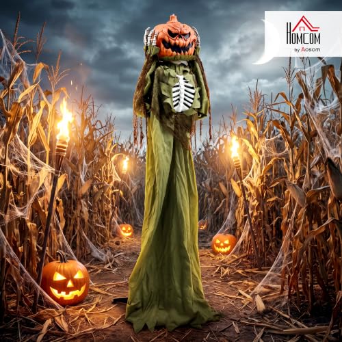HOMCOM 173 cm Halloween Animierte Pop-up-Kürbis-Skelett Deko mit Licht – Bild 2