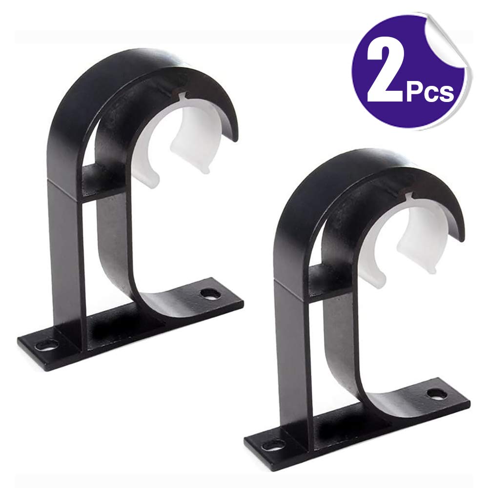KOLAKO Supports de tringle à rideau en alliage d'aluminium pour tringle à rideau 26-28 mm noir